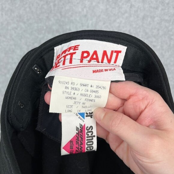 Roffe Women Jett Pant Size 14 Long Black Stretch Knit Vintage Wool Blend Stirrup - Picture 6 of 14